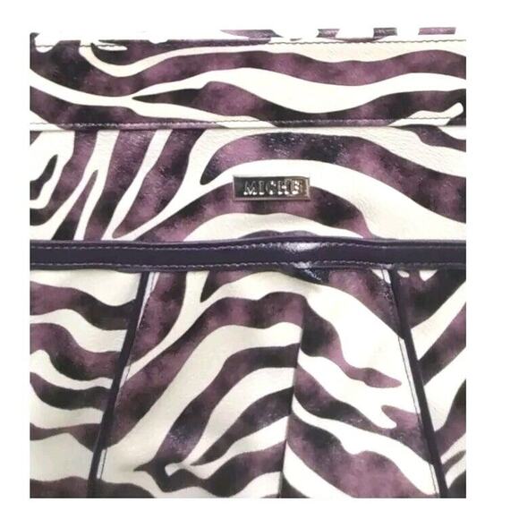 Vntg Miche Prima Jocelynn Shell Purple Black Zebra Print Faux Leather - Picture 13 of 16